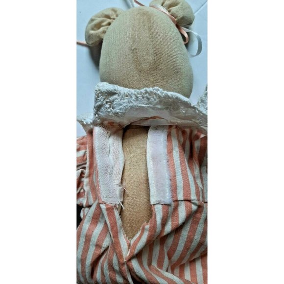 Teddy Bear Handmade Tea-Stained Stuffed Plush Painted Face Striped 14" 90s VTG - Picture 4 of 6